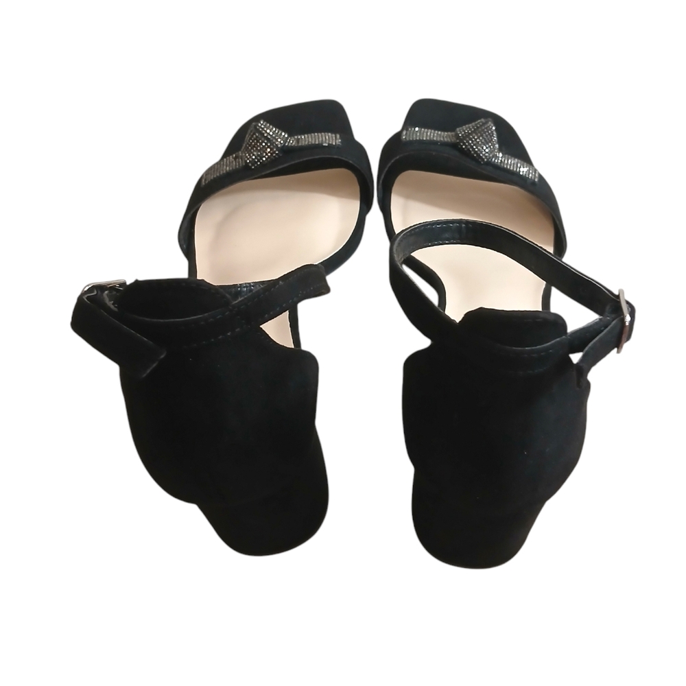 Jones New York | Earlossi Black Metallic Crystal Embellished Heel Sandals Size 9 - Picture 9 of 11